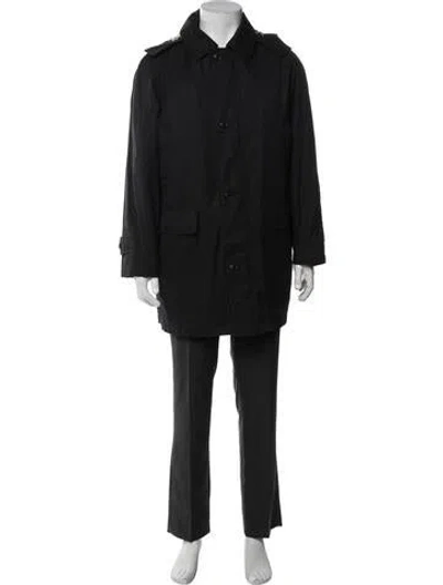 Pre-owned Burberry House Check Pattern Parka In Black