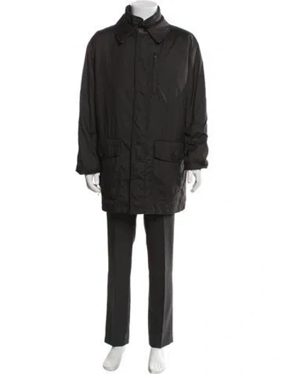 Pre-owned Burberry House Check Pattern Parka In Black