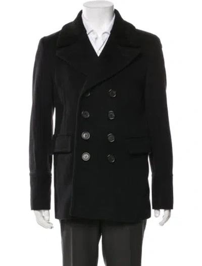Pre-owned Burberry House Check Pattern Peacoat In Black
