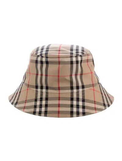 Pre-owned Burberry House Check Pattern Print Bucket Hat In Neutrals