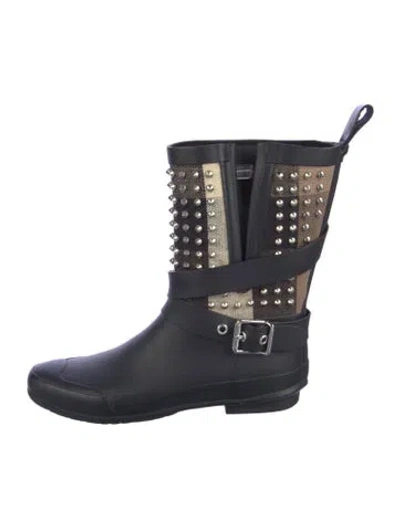 Pre-owned Burberry House Check Pattern Rubber Rain Boots