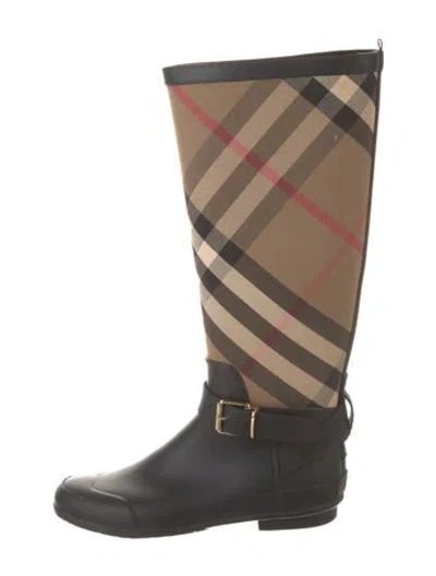 Pre-owned Burberry House Check Pattern Rubber Rain Boots