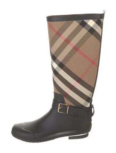 Pre-owned Burberry House Check Pattern Rubber Rain Boots