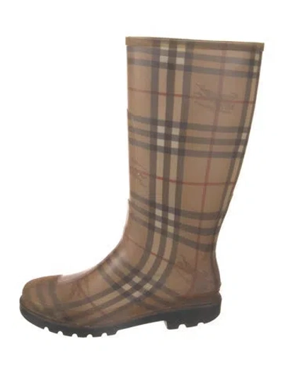Pre-owned Burberry House Check Pattern Rubber Rain Boots