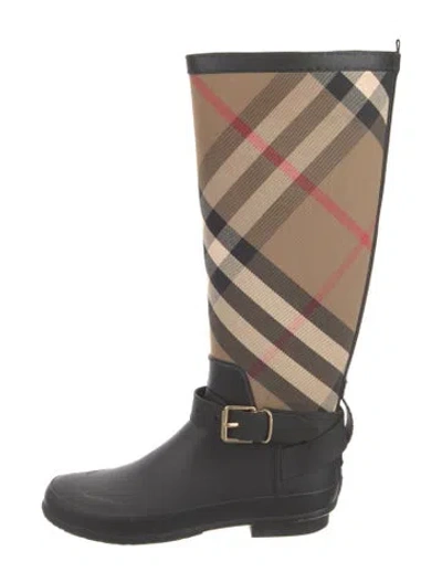 Pre-owned Burberry House Check Pattern Rubber Rain Boots