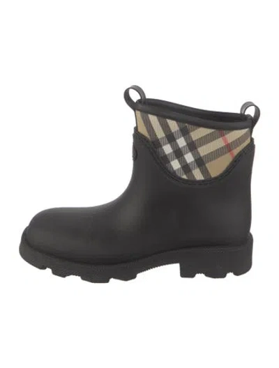 Pre-owned Burberry House Check Pattern Rubber Rain Boots In Black