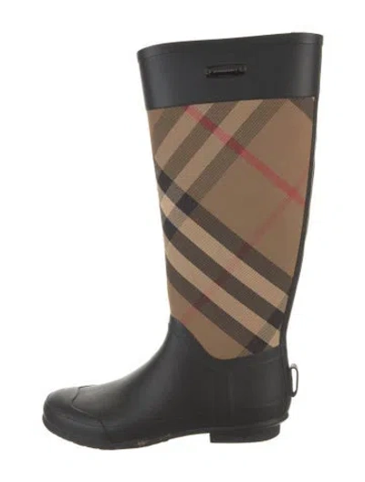 Pre-owned Burberry House Check Pattern Rubber Rain Boots In Multi
