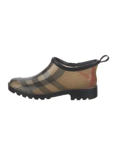 Pre-owned Burberry House Check Pattern Rubber Rain Boots In Neutral