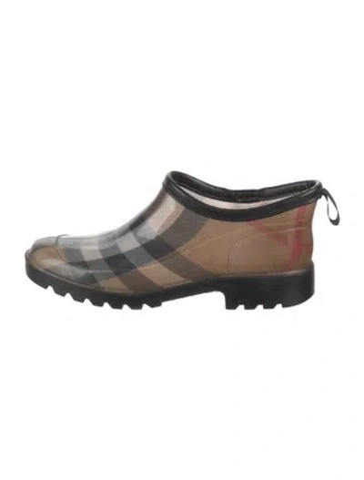 Pre-owned Burberry House Check Pattern Rubber Rain Boots In Neutral