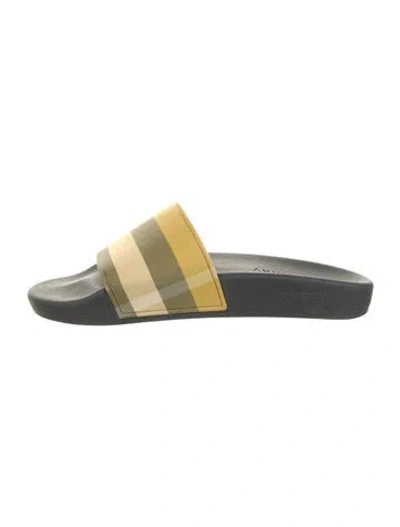 Pre-owned Burberry House Check Pattern Rubber Slides In Neutral
