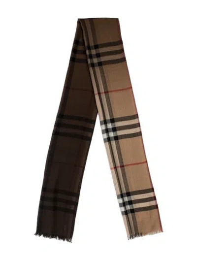 Pre-owned Burberry House Check Pattern Scarf In Brown