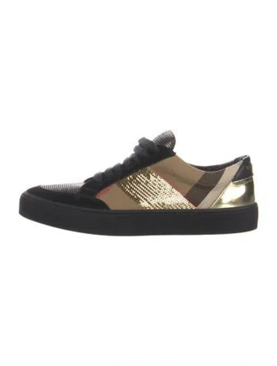 Pre-owned Burberry House Check Pattern Sequin Embellishments Sneakers