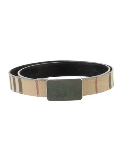 Pre-owned Burberry House Check Pattern Skinny Belt Kit In Neutral