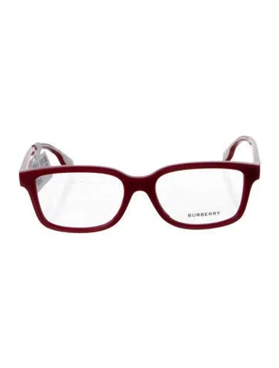 Pre-owned Burberry House Check Pattern Square Eyeglasses W/ Tags In Red