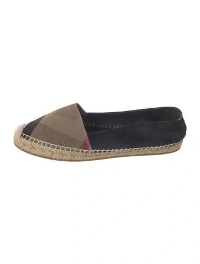 Pre-owned Burberry House Check Pattern Suede Espadrilles In Multi