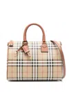 Burberry Mini House Check Pattern Tote Handbag In Neutrals