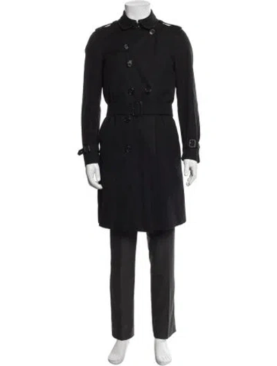 Pre-owned Burberry House Check Pattern Trench Coat In Black