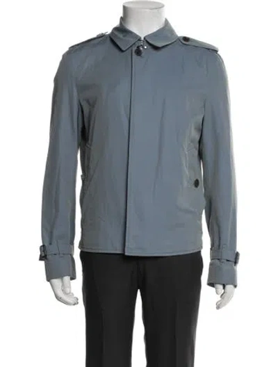 Pre-owned Burberry House Check Pattern Trench Coat In Blue
