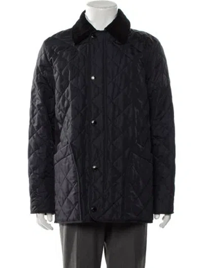 Pre-owned Burberry House Check Pattern Utility Jacket In Blue