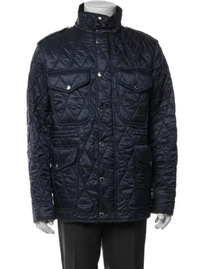 Pre-owned Burberry House Check Pattern Utility Jacket W/ Tags In Blue