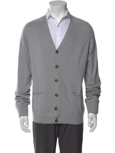 Pre-owned Burberry House Check Pattern V-neck Cardigan In Gray