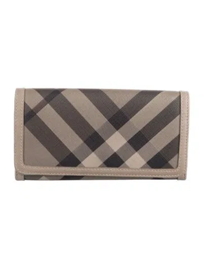 Pre-owned Burberry House Check Pattern Wallet In Neutral