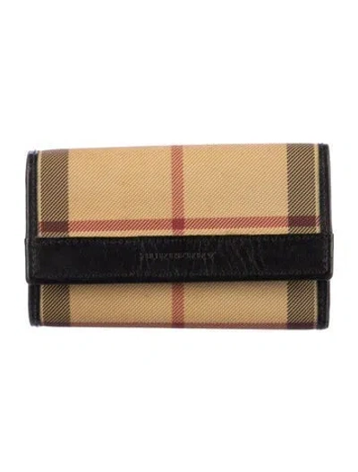 Pre-owned Burberry House Check Pattern Wallet In Neutral
