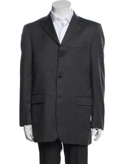 Pre-owned Burberry House Check Pattern Wool Blazer In Grey
