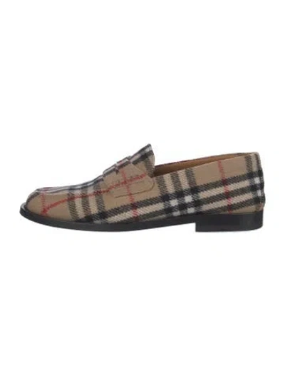 Pre-owned Burberry House Check Pattern Wool Loafers In Neutral