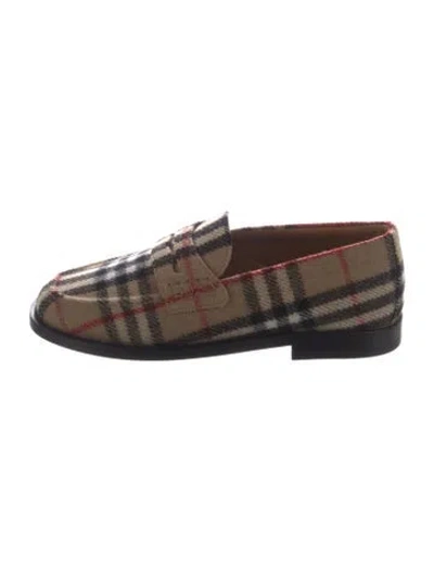 Pre-owned Burberry House Check Pattern Wool Loafers In Neutrals