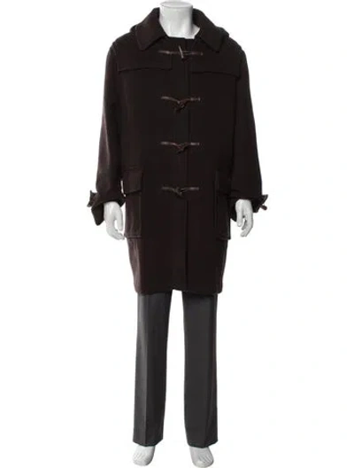 Pre-owned Burberry House Check Pattern Wool Parka In Brown