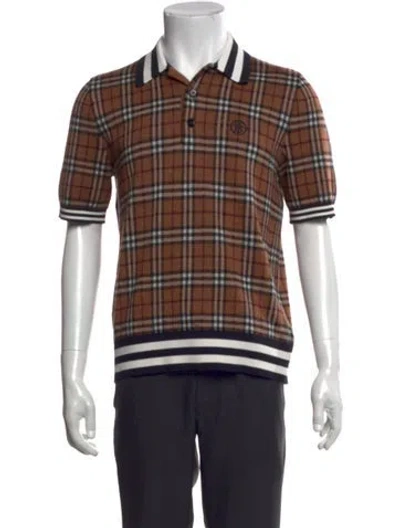 Pre-owned Burberry House Check Pattern Wool Polo Sweater In Brown