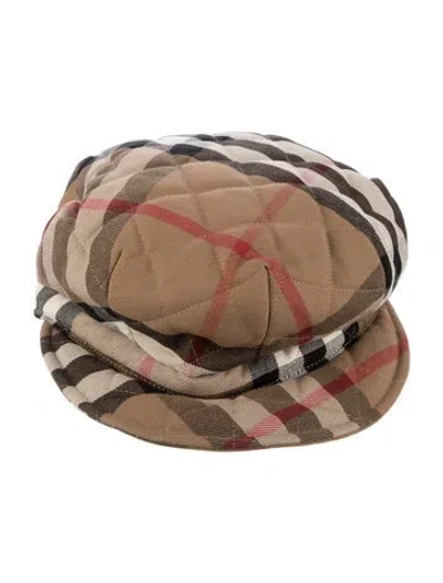 Pre-owned Burberry House Check Patterned Bakers Cap In Neutrals
