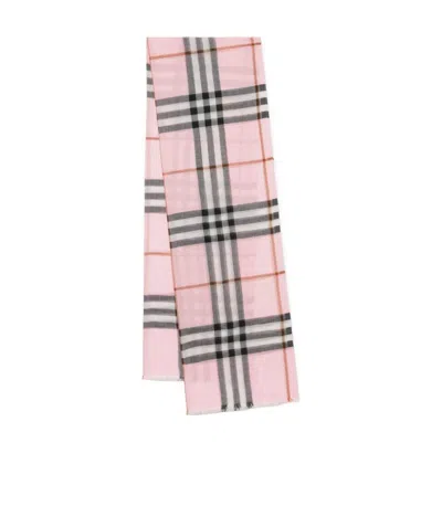 Burberry House Check Patterned Scarf In Pink