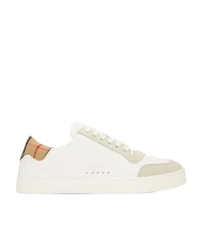 Burberry Two-tone Leather And Suede Sneakers In Multicoloured