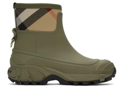 Pre-owned Burberry House Check Rain Boot Khaki Archive Beige (women's) Sneakers In Green/brown In Multi
