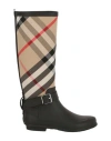 BURBERRY BURBERRY HOUSE CHECK RAIN BOOTS WOMAN BOOT MULTICOLORED SIZE 7 COTTON, RUBBER