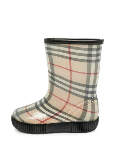 Pre-owned Burberry House Check Salamanc2 Rain Boots In Neutral