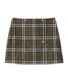 Burberry Women Green Skirt With All-over Check Motif And Side Pockets In Virgin Wool Woman In Brown