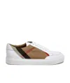 Burberry New Salmond Check Leather Sneakers In White