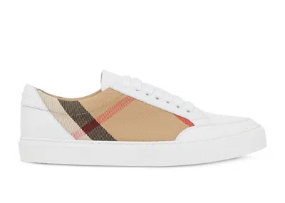 Pre-owned Burberry House Check Sneakers (women's)in Archive Beige/white In Multi