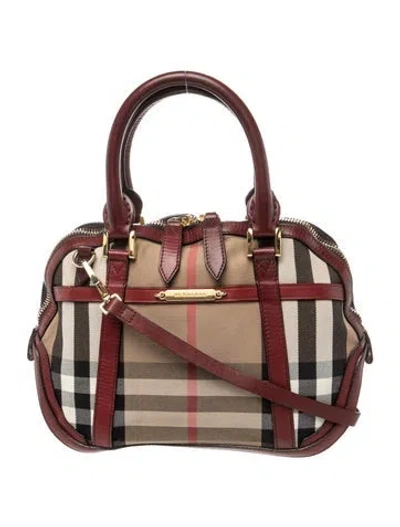 Pre-owned Burberry House Check Top Handle Bag In Neutral