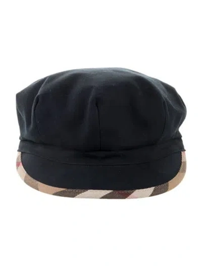 Pre-owned Burberry House Check Trimmed Newsboy Cap In Blue