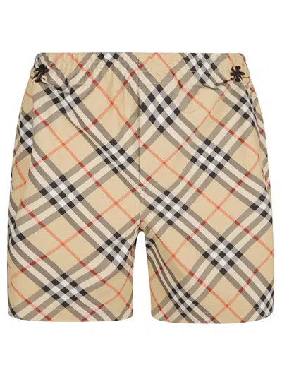 Burberry House Checked Shorts In Beige