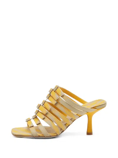 Pre-owned Burberry Hunter Check Buckled Sandals In Yellow