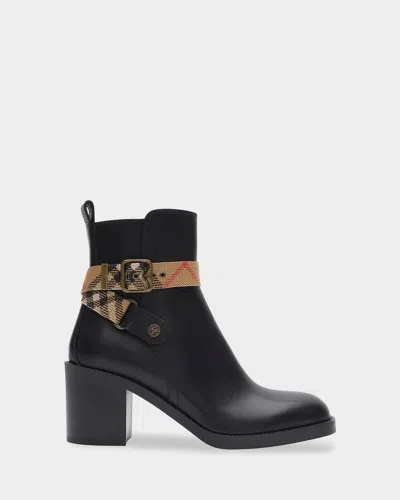 Burberry Huntley 80mm Leather Ankle Boots In Black