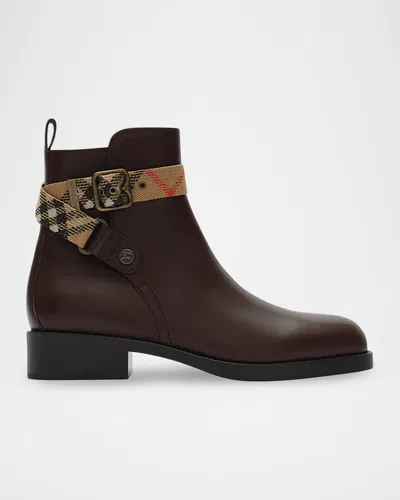 Burberry Huntley Leather Ankle Boots In Brown