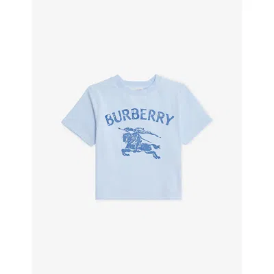 Burberry Babies' Ice Blue Cedar Logo-print Cotton T-shirt 3 Months- 6