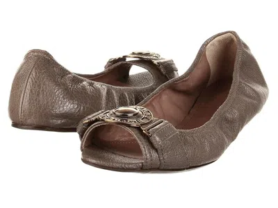 Burberry Icon Buckle Peep Toe Ballerina In Gray