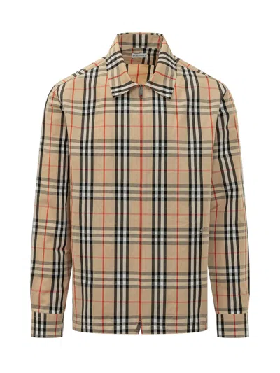 Burberry Icon Check Button-down Shirt In Brown